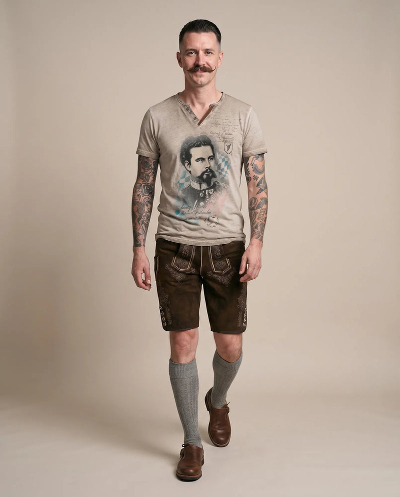 ALMONT Herren-Shirt Beige am Model in Bewegung – Hangowear