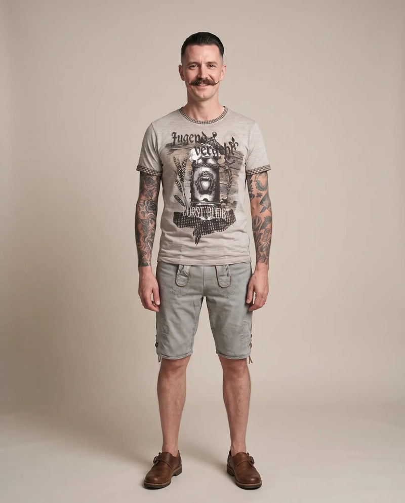 DURST BLEIBT Herren-Shirt Grau am Model, Vorderansicht – Hangowear