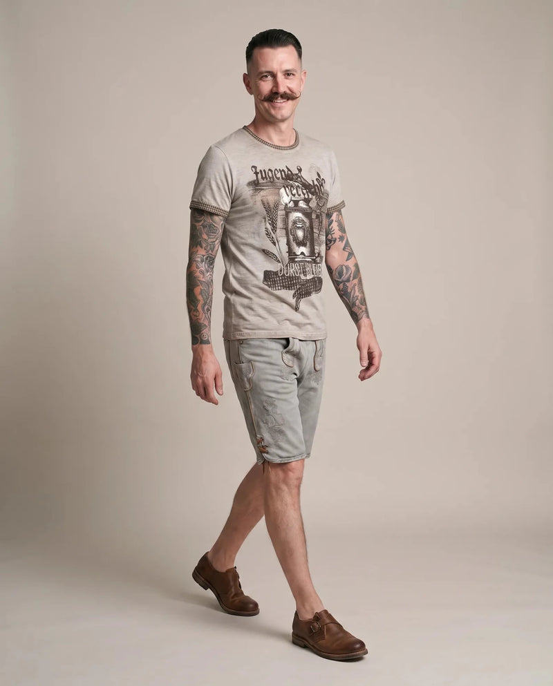 DURST BLEIBT Herren-Shirt Grau am Model in Bewegung – Hangowear