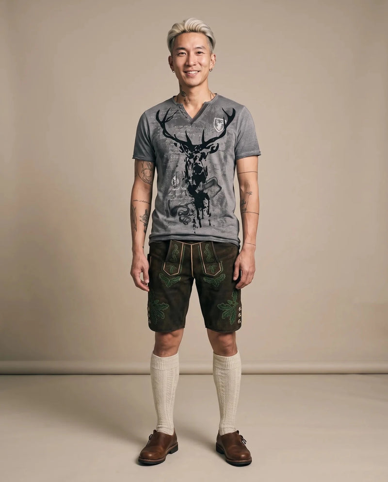 ELVIS Herren-Shirt Grau am Model, Vorderansicht – Hangowear