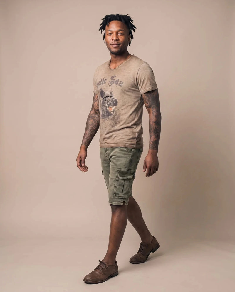 HECTOR CARGO Herren-Hose Army am Model in Bewegung – Hangowear