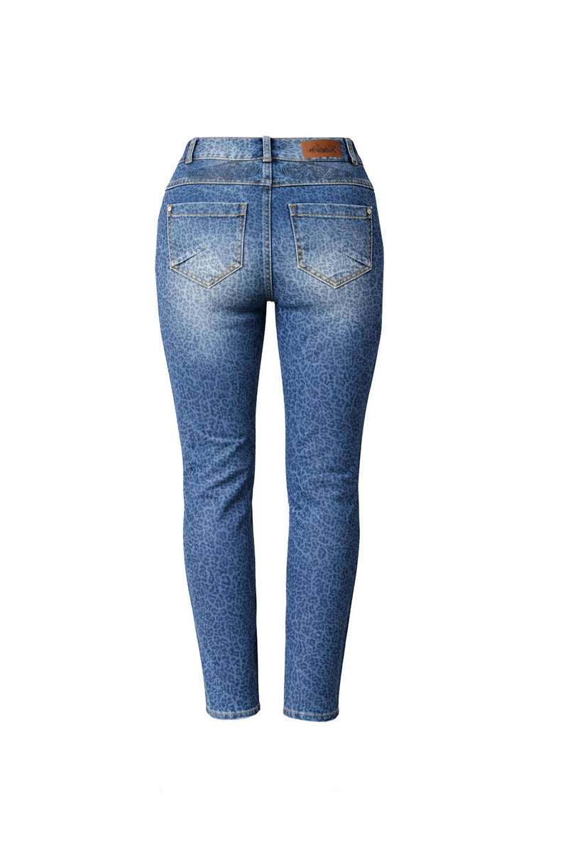 HENDRINA DENIM CLASSIC LEO Rückenansicht – Hangowear Damen Denim-Trachten-Hose Leo