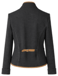 LARA JACQUARD Damen-Jacke Schwarz Rückansicht als Freisteller – Hangowear