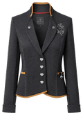 LARA JACQUARD Damen-Jacke Schwarz Vorderansicht als Freisteller – Hangowear