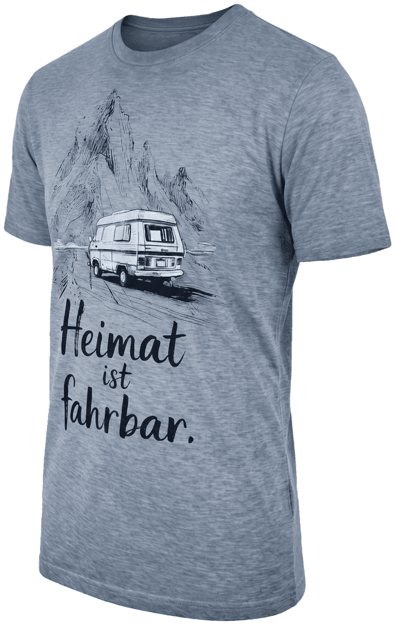 MALTE Herren-Shirt Blau Vorderansicht in Trageform – Hangowear