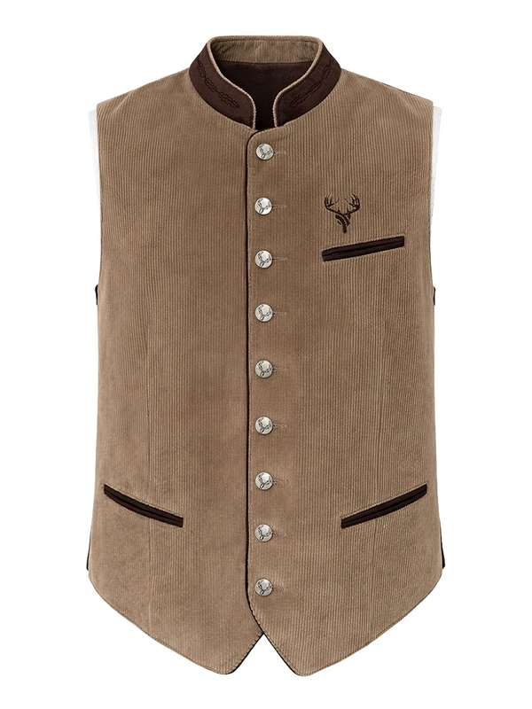 MARVIN Herren-Trachtenweste Cord Beige Vorderansicht – Hangowear