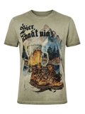 MATS Herren-Trachtenshirt Oliv mit Bier-Print Vorderansicht – Hangowear
