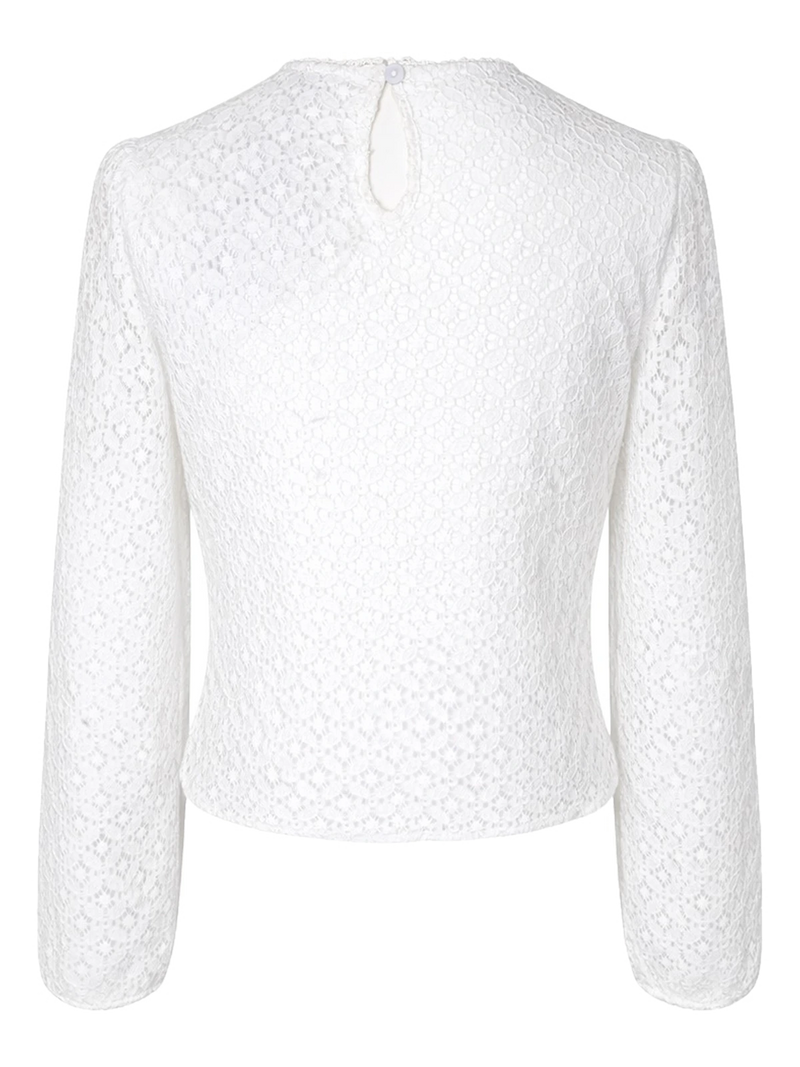 MELBA Damen-Trachtenbluse Offwhite Rückansicht mit Knopfschlitz – Hangowear