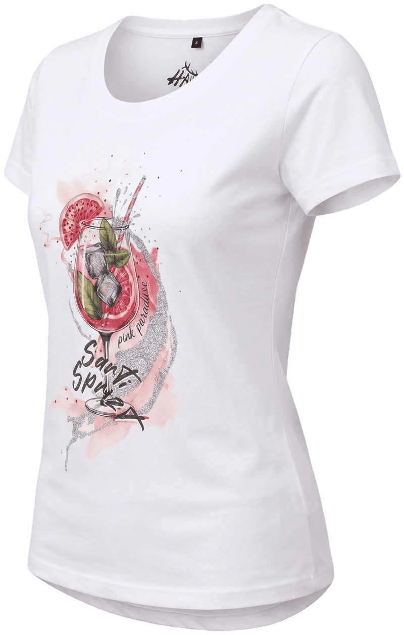 MELLI Damen-Shirt Weiß Vorderansicht in Trageform – Hangowear