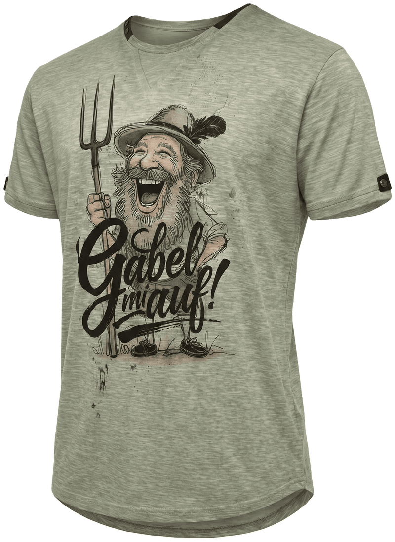 MENNO Herren-Shirt Oliv Vorderansicht in Trageform – Hangowear