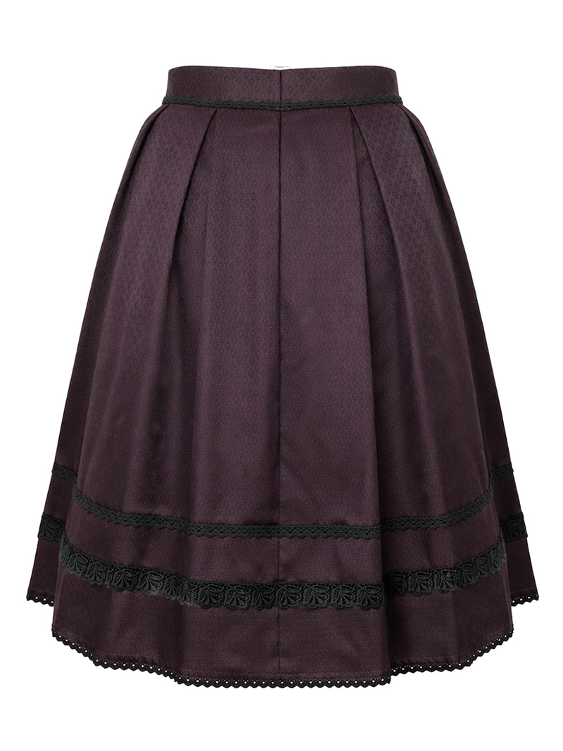 MERETE Damen-Trachtenrock Burgund Jacquard Vorderansicht – Hangowear