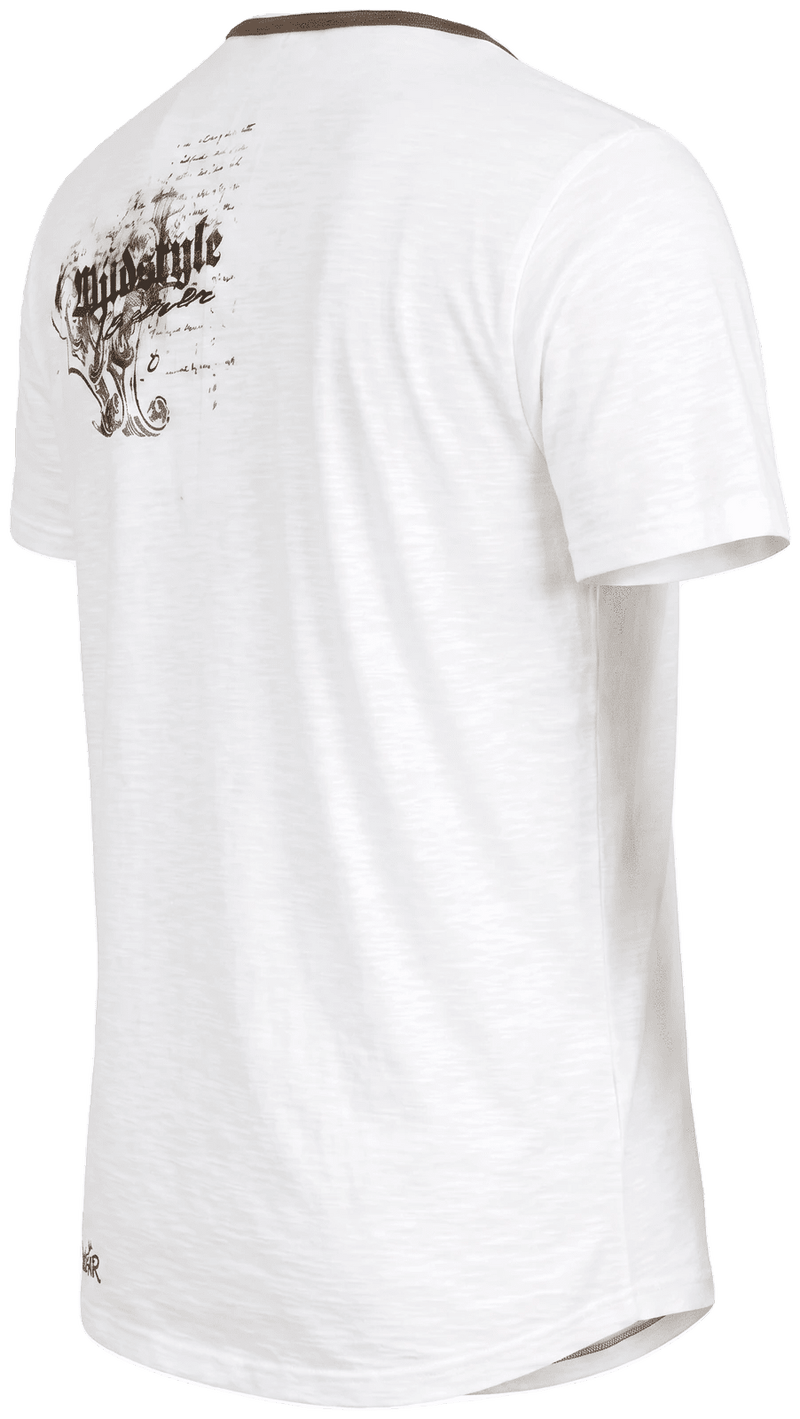 MERLIN Herren-Shirt Weiß Rückansicht in Trageform – Hangowear