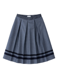 MILENA Damen-Trachtenrock Graublau Faltenrock Vorderansicht – Hangowear