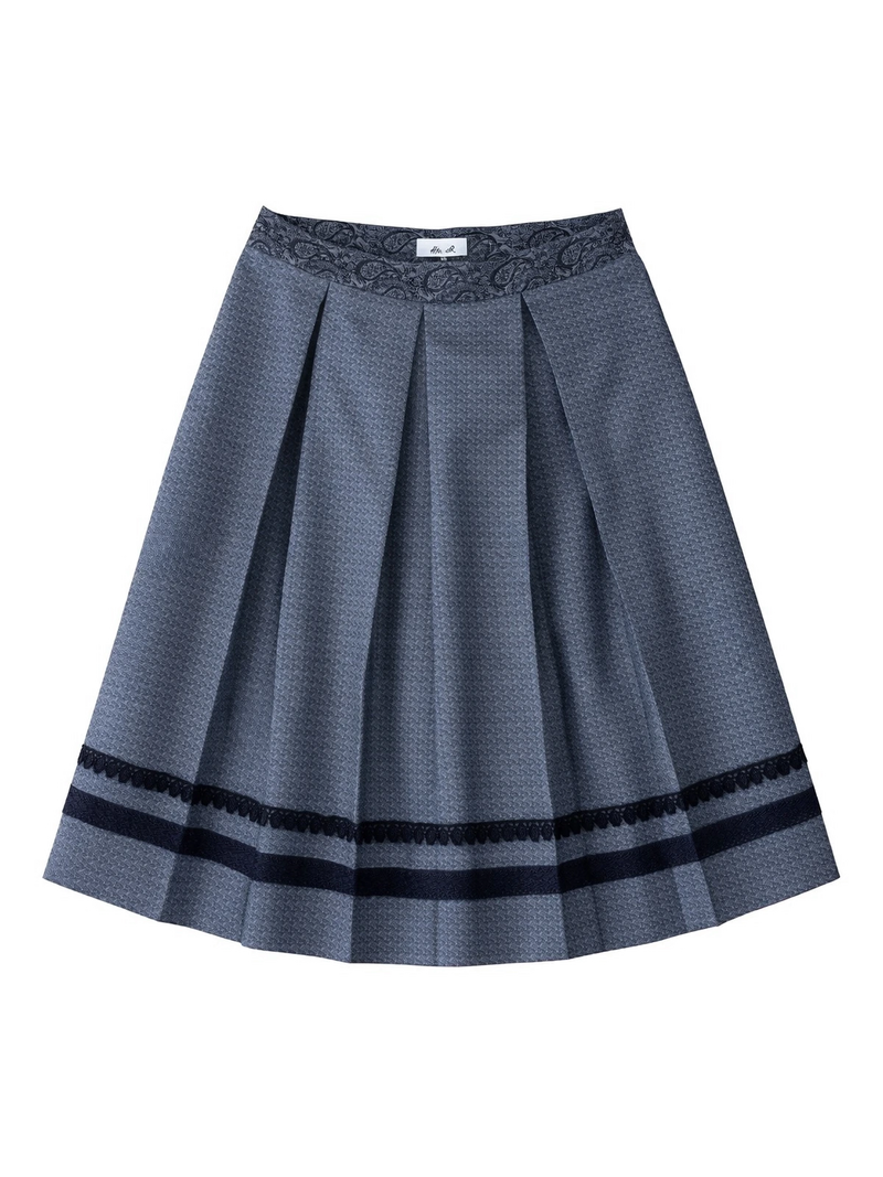 MILENA Damen-Trachtenrock Graublau Faltenrock Vorderansicht – Hangowear