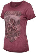 MINDY Damen-Shirt Weinrot Vorderansicht in Trageform – Hangowear