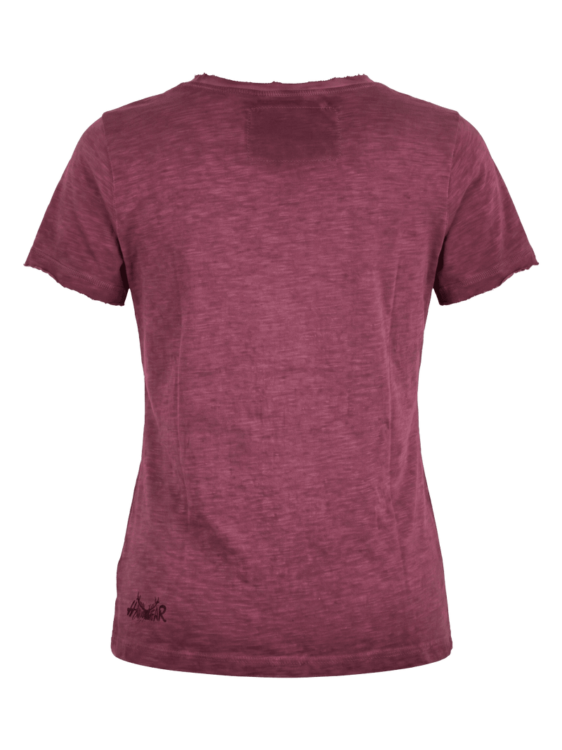 MINDY Damen-Shirt Weinrot Rückansicht – Hangowear