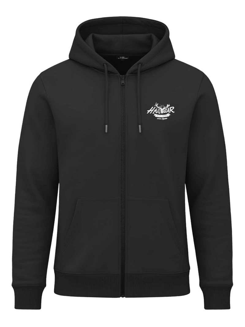 MONTY SWEATJACKE Herren-Sweatjacke Schwarz Vorderansicht – Hangowear