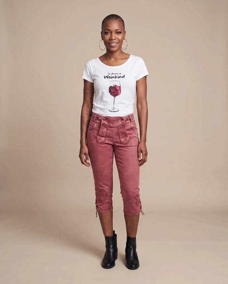 OVIDA KNIEBUND Damen-Hose Pink am Model, Vorderansicht – Hangowear
