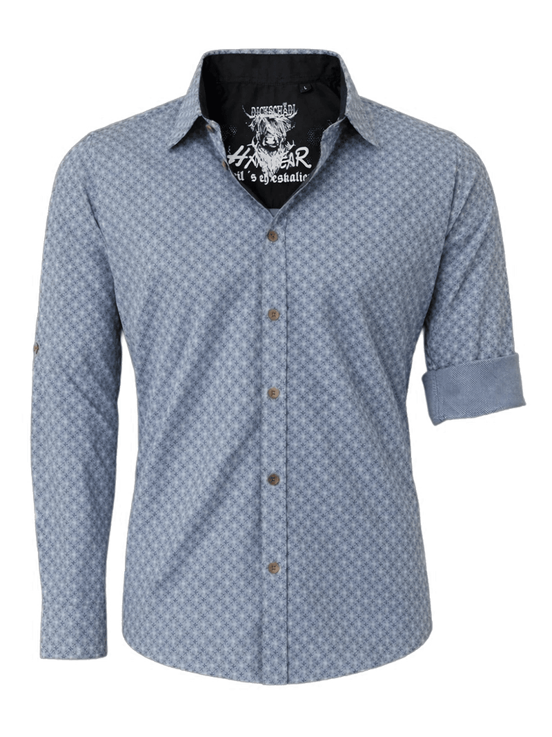 PLACIDO Herren-Hemd Blau Vorderansicht – Hangowear