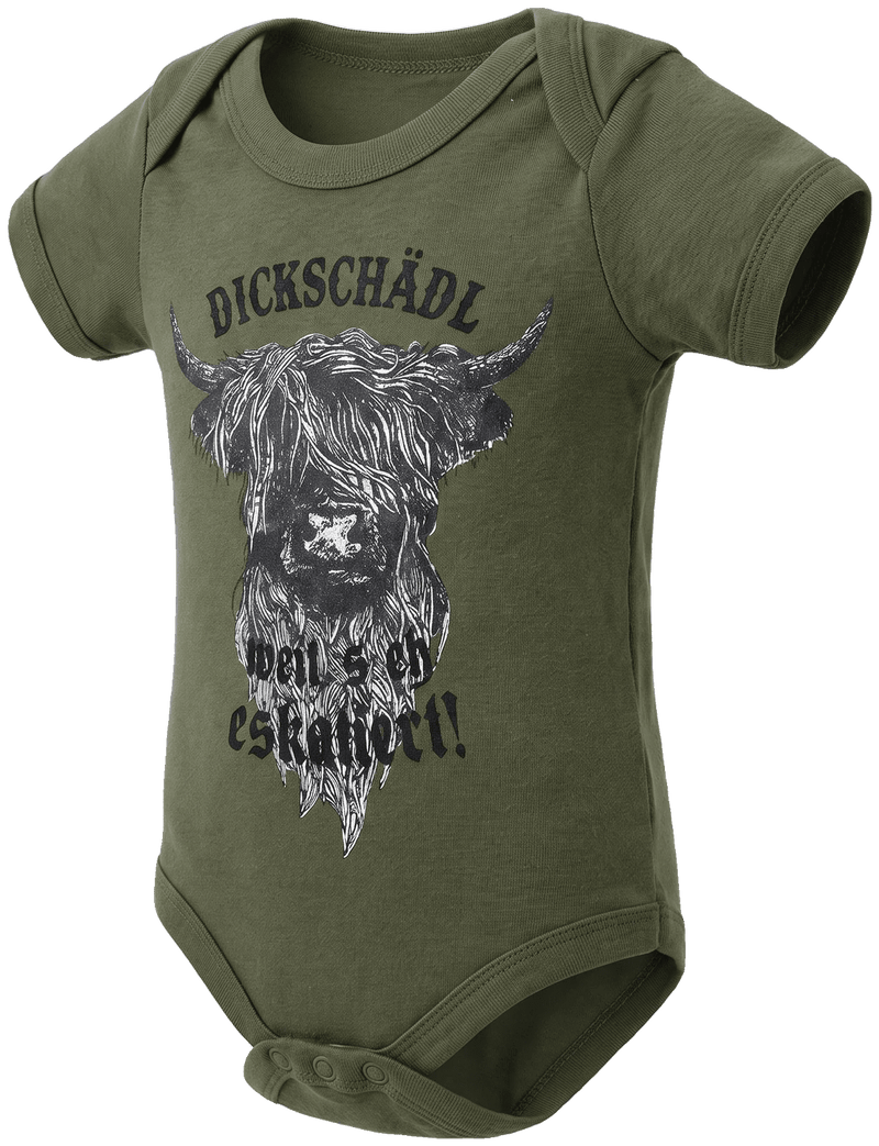 QANI BABY Kinder-Body Oliv Vorderansicht in Trageform – Hangowear