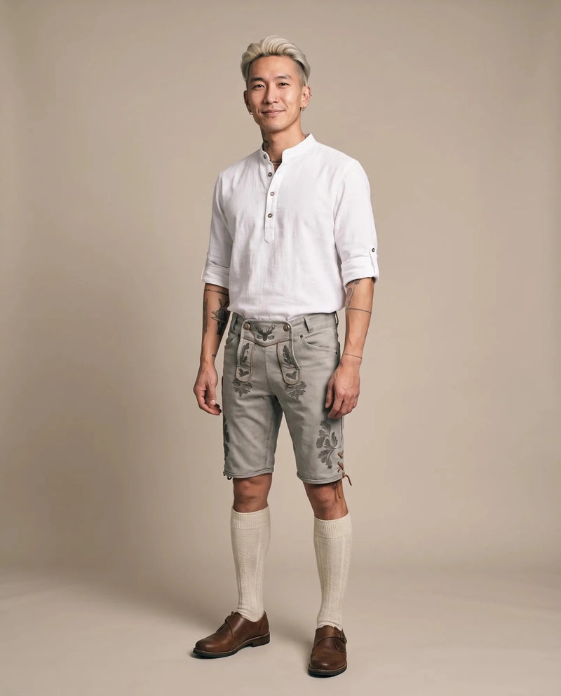 RALKO Herren-Hose Hellgrau am Model, Vorderansicht – Hangowear