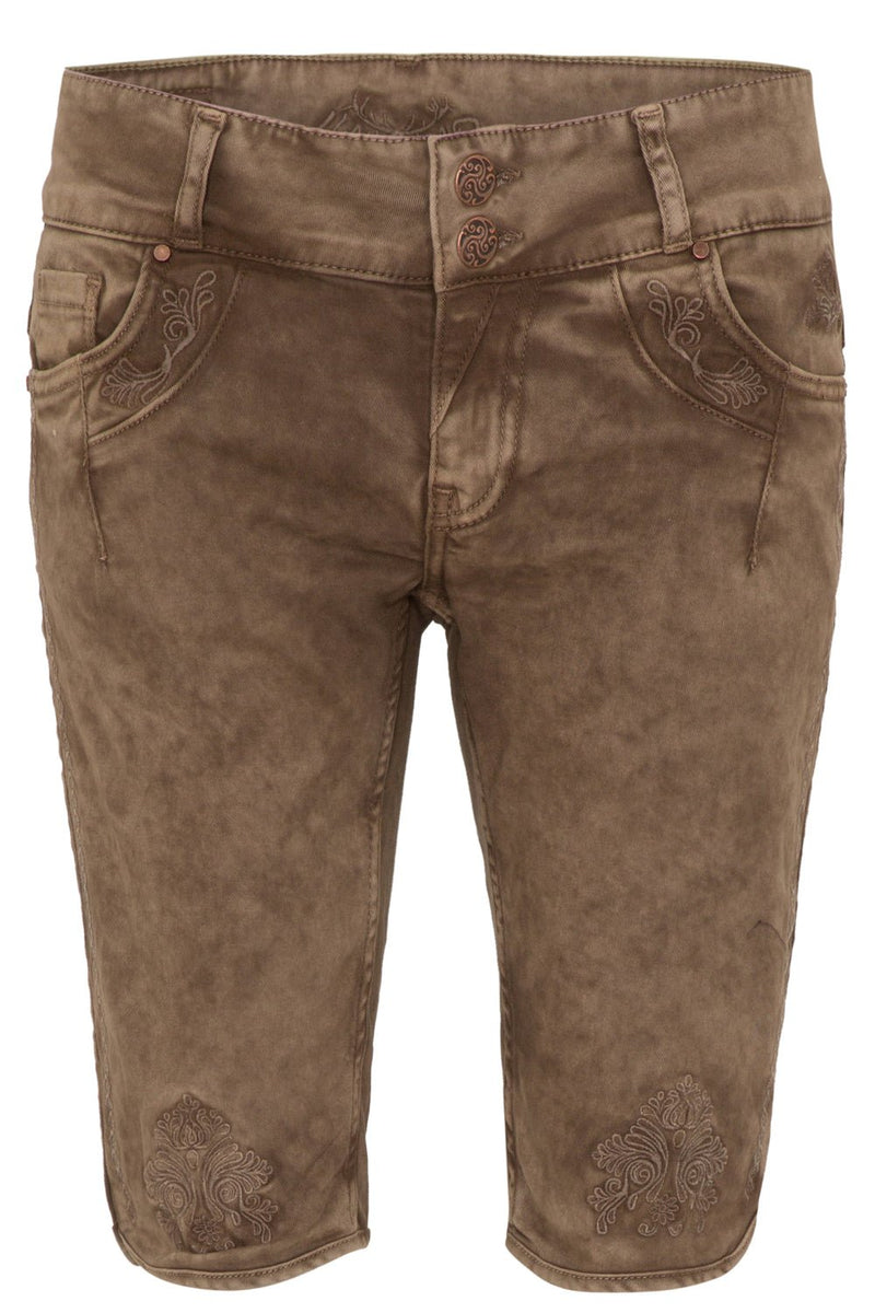 HENDRINA BERMUDA Vegane Lederhose Damen – Hangowear Trachten-Bermuda für Oktoberfest