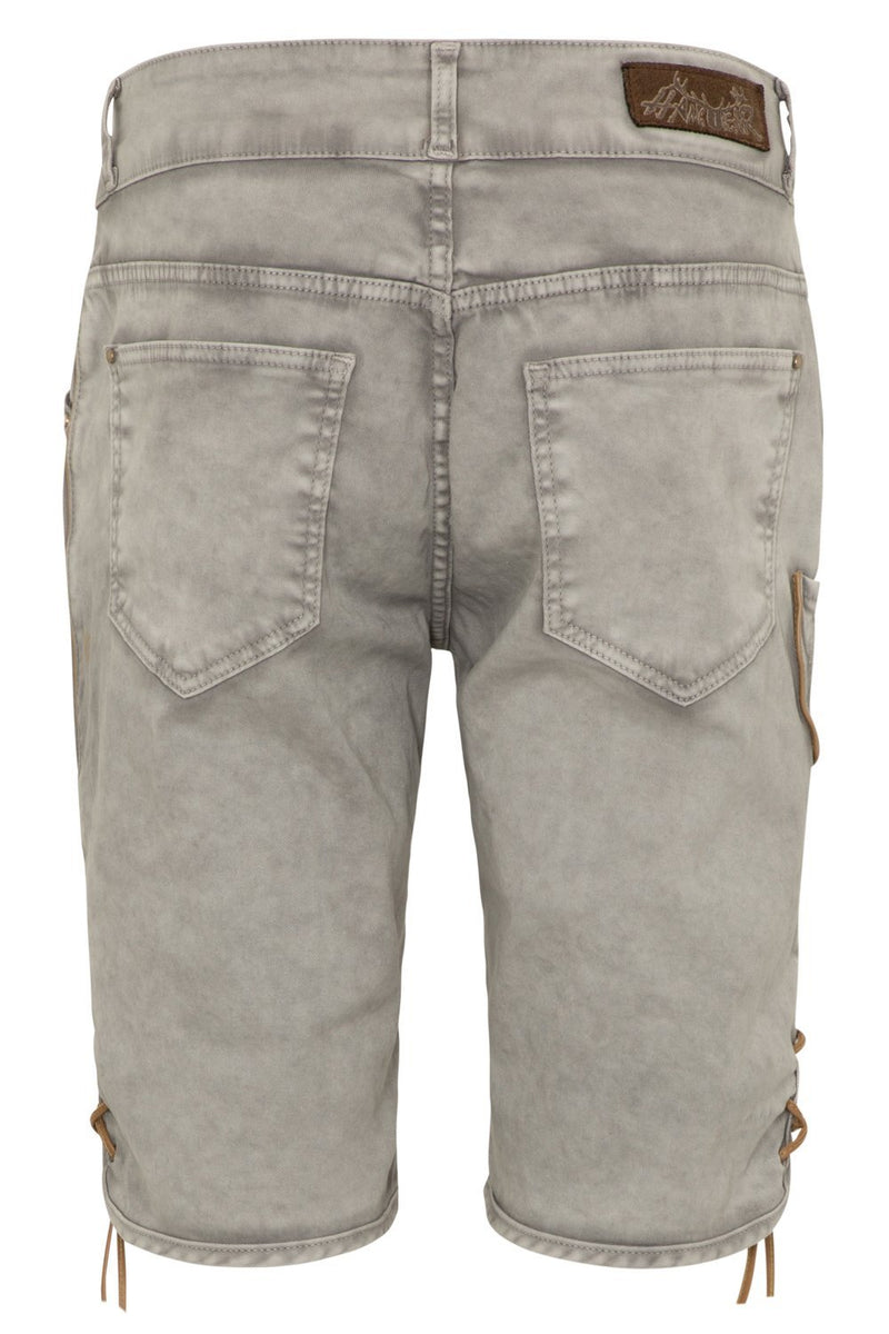 RALKO Trachten-Jeans Herren von Hangowear – Vegane Kurze Lederhose Seitenansicht mit Traditionsdetails