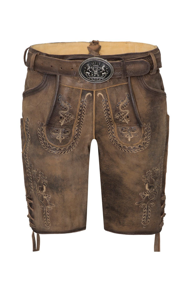FREISCHÜTZ Herren Lederhose Braun – Hangowear Trachtenmode für Oktoberfest & Wiesn