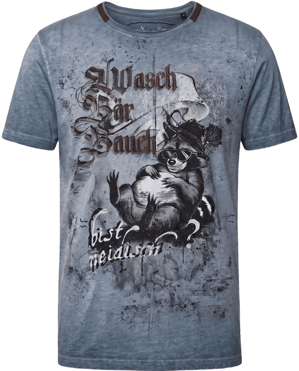 BODO Herren-Shirt Blau Vorderansicht in Trageform – Hangowear