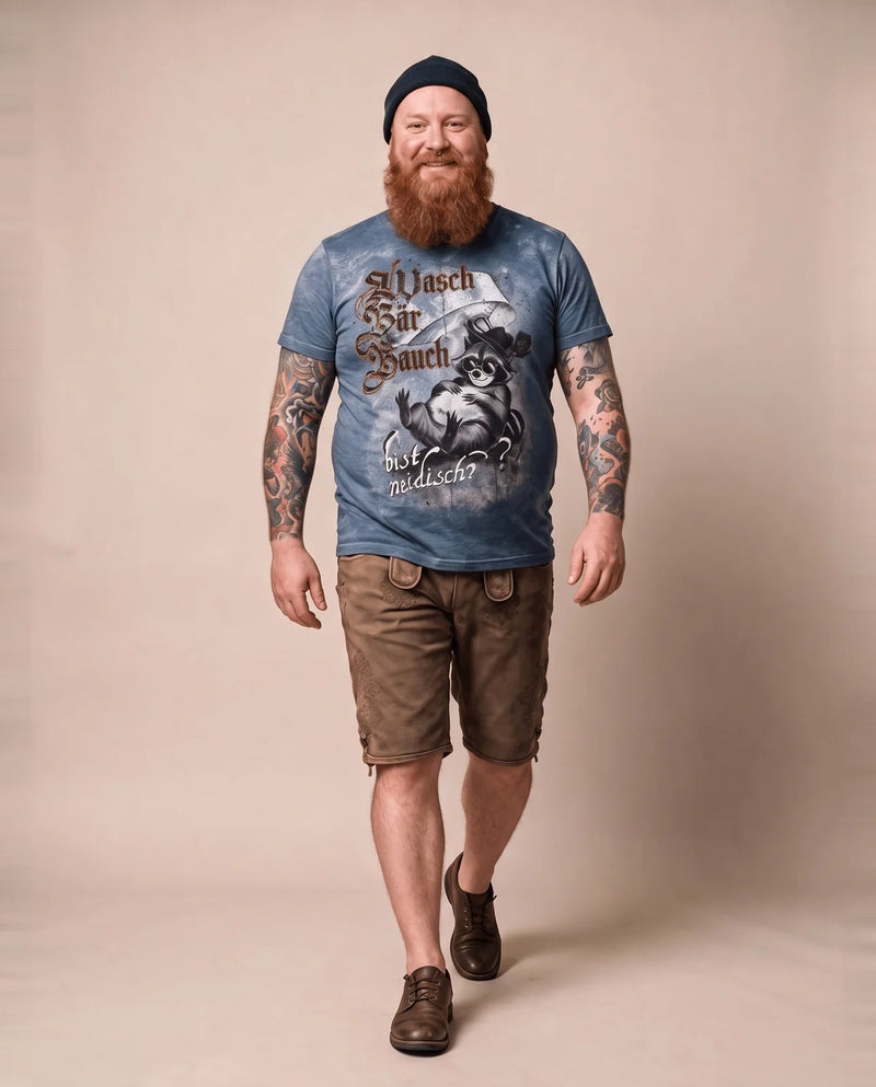 BODO Herren-Shirt Blau am Model in Bewegung – Hangowear