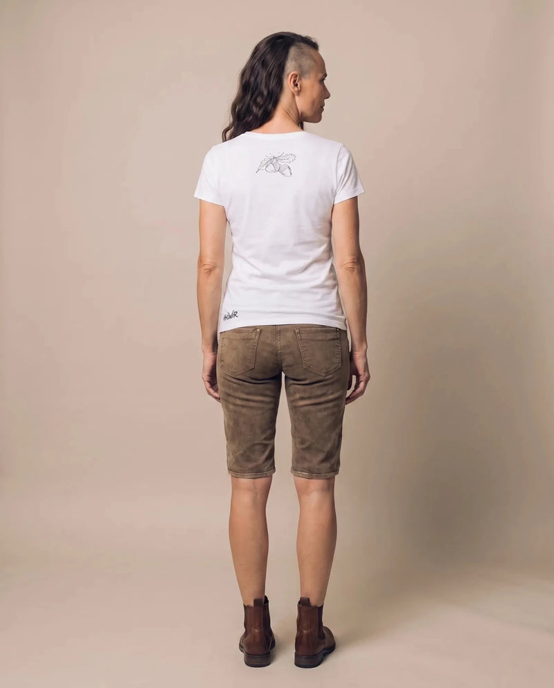 DORLE Damen-Shirt Weiß am Model, Rückansicht – Hangowear