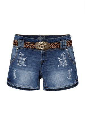 DOROTHEA LEOBELT Trachten-Jeans Damen – Hangowear Lederhosenersatz mit Leopard-Muster