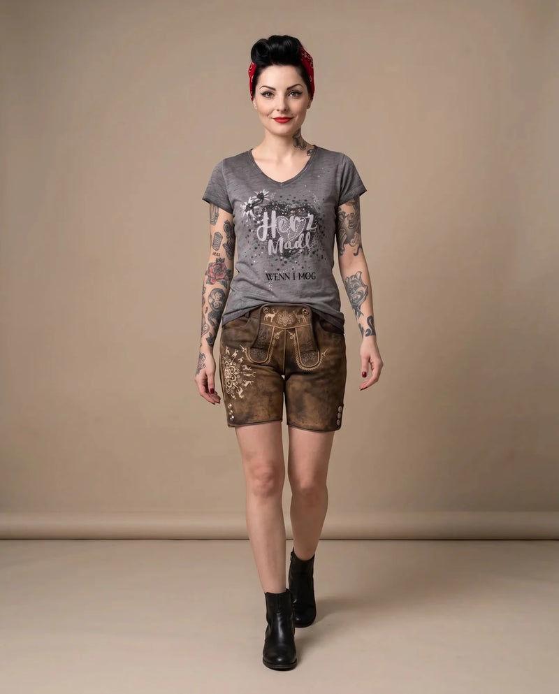DOTTIE Damen-Shirt Grau am Model in Bewegung – Hangowear