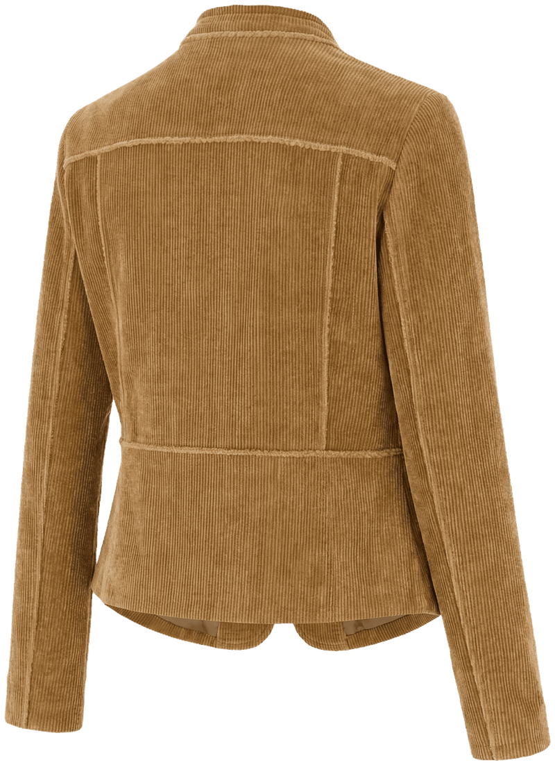 FIRENZE CORD Damen-Jacke Hellbraun Rückansicht in Trageform – Hangowear