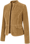 FIRENZE CORD Damen-Jacke Hellbraun Vorderansicht in Trageform – Hangowear