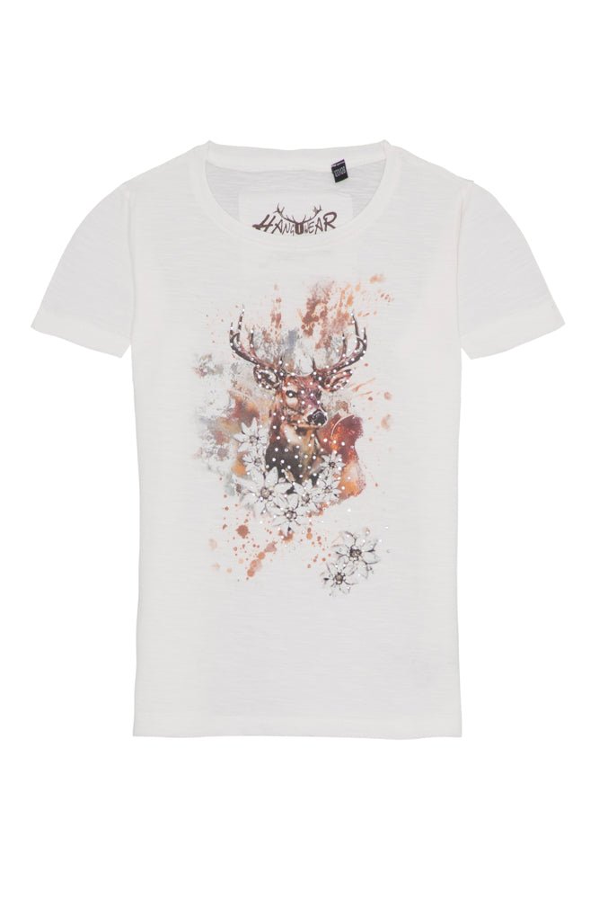 GOLDIE Damen T-Shirt Hirsch Waldzauber – Hangowear Trachtenmode für Oktoberfest