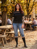HENDRINA DENIM KNIEBUND LEO Front – Hangowear Damen Trachten-Denim-Hose Leo