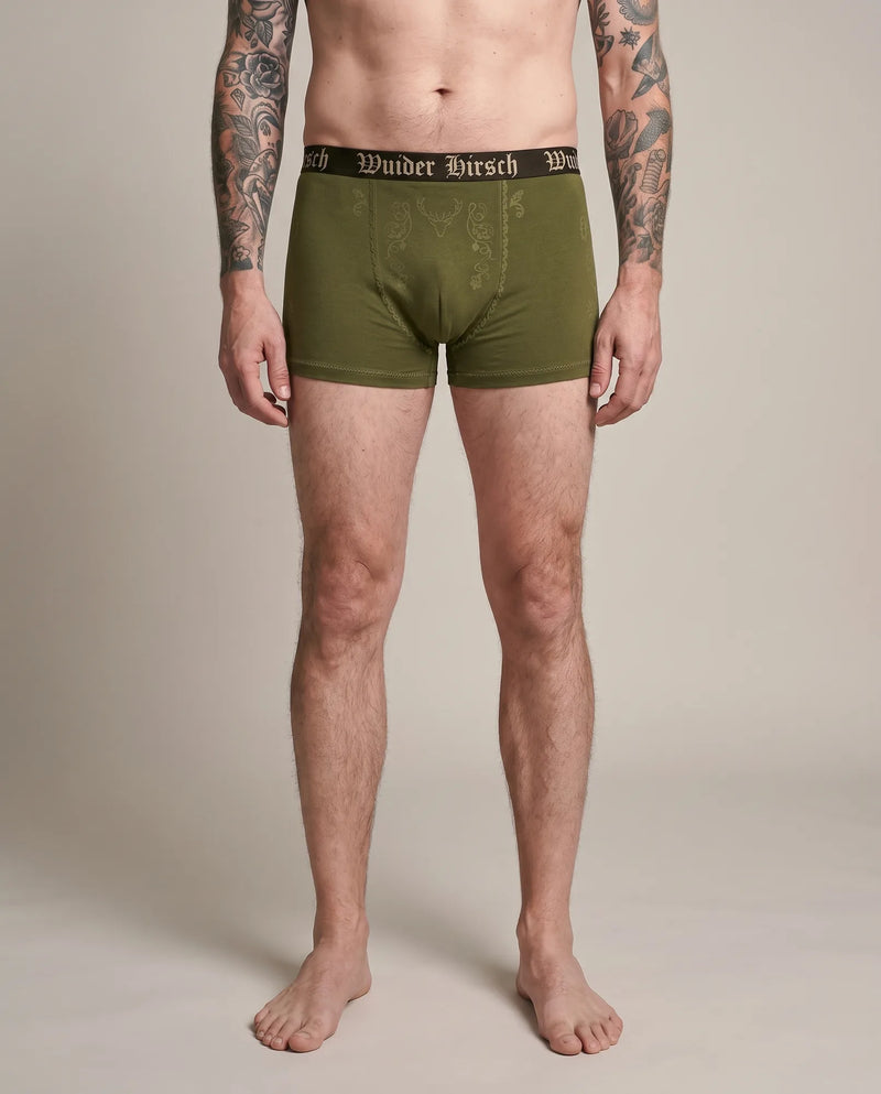 KIRK Herren-Wäsche Oliv am Model, Vorderansicht – Hangowear