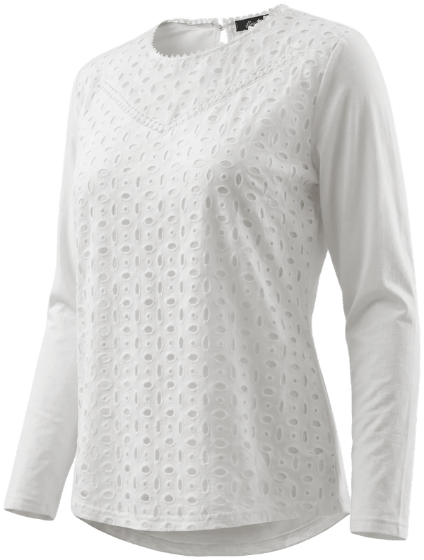 MALENE Damen-Shirt Weiß Vorderansicht in Trageform – Hangowear