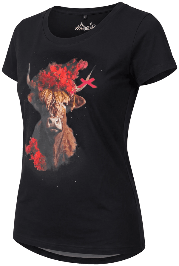 MARIANNE Damen-Shirt Schwarz Vorderansicht in Trageform – Hangowear