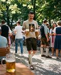 MARINO Herren-Shirt Beige am Model im Biergarten – Hangowear
