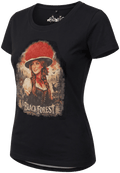 MARLIS Damen-Shirt Schwarz Vorderansicht in Trageform – Hangowear