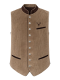 MARVIN Herren-Trachtenweste Cord Beige Vorderansicht – Hangowear