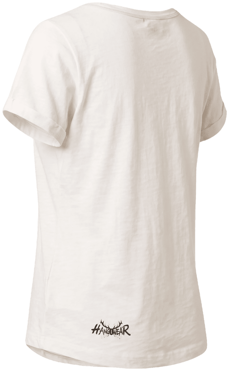 MATILDA Damen-Shirt Offwhite Rückansicht in Trageform – Hangowear