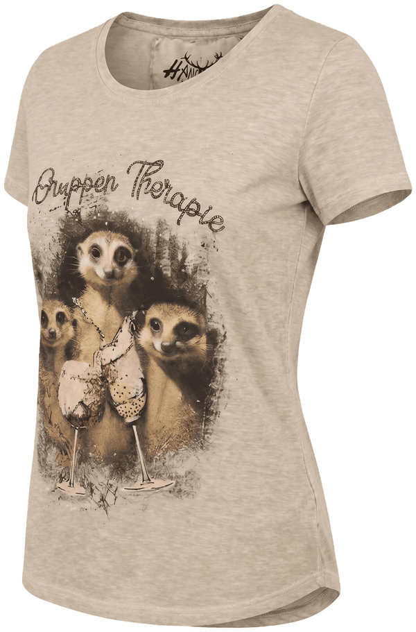MAXIM Damen-Shirt Beige Vorderansicht in Trageform – Hangowear