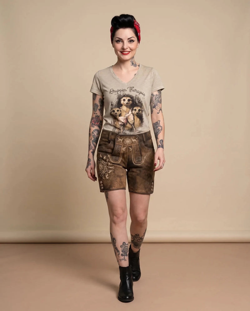 MAXIM Damen-Shirt Beige am Model in Bewegung – Hangowear