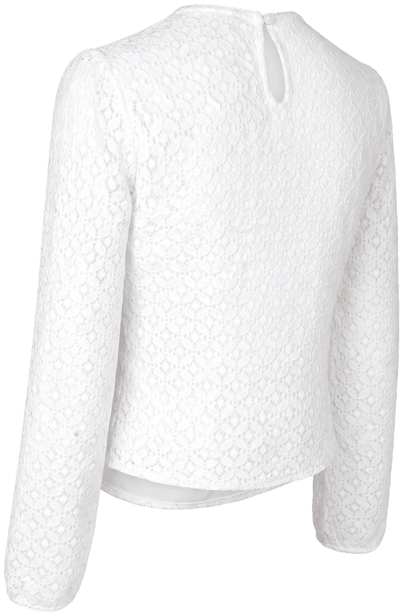 MELBA Damen-Bluse Offwhite Rückansicht in Trageform – Hangowear