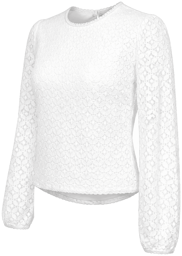 MELBA Damen-Bluse Offwhite Vorderansicht in Trageform – Hangowear