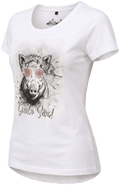MELITTA Damen-Shirt Weiß Vorderansicht in Trageform – Hangowear