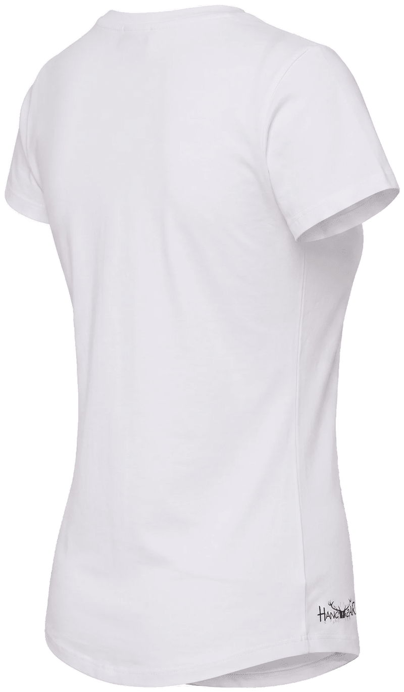 MELLI Damen-Shirt Weiß Rückansicht in Trageform – Hangowear